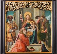 Anbetung des Christuskindes durch die Heiligen Drei Könige, um 1515/20 Öl auf Holz